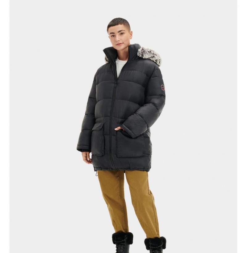 UGG Ozzy Stredne-Length Puffer Bundy Damske Čierne | SK-752NJWFZP