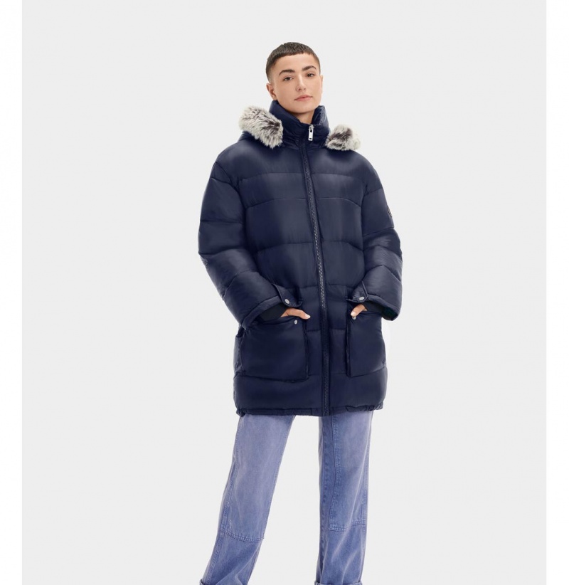 UGG Ozzy Stredne-Length Puffer Bundy Damske Námornícka Modrá | SK-097LSUWHT
