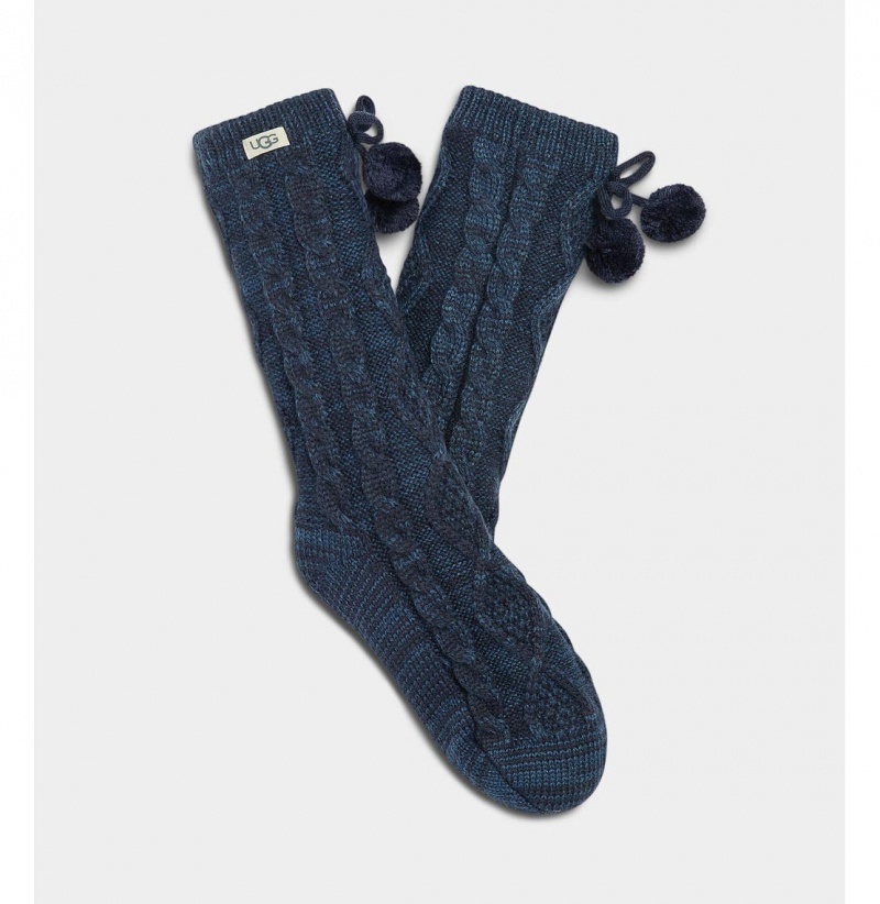 UGG Pom Pom Fleece Podsite Crew Ponozky Damske Námornícka Modrá | SK-263AWMNXR