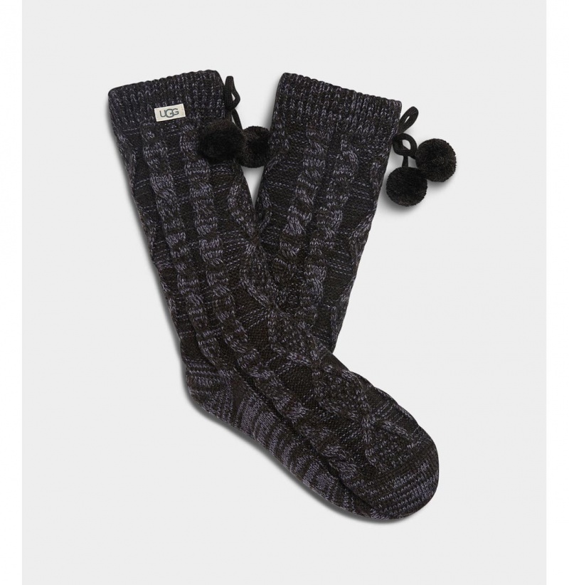 UGG Pom Pom Fleece Podsite Crew Ponozky Damske Tmavo Siva | SK-624MIJSRK