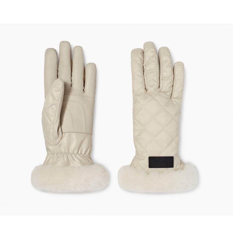 UGG Prešívané Performance Rukavice Damske Biele | SK-683PABEOY
