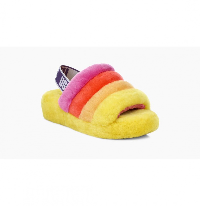 UGG Pride Fluff Yeah Slapky Papuce Damske Viacfarebný Žlté | SK-048GRVITE