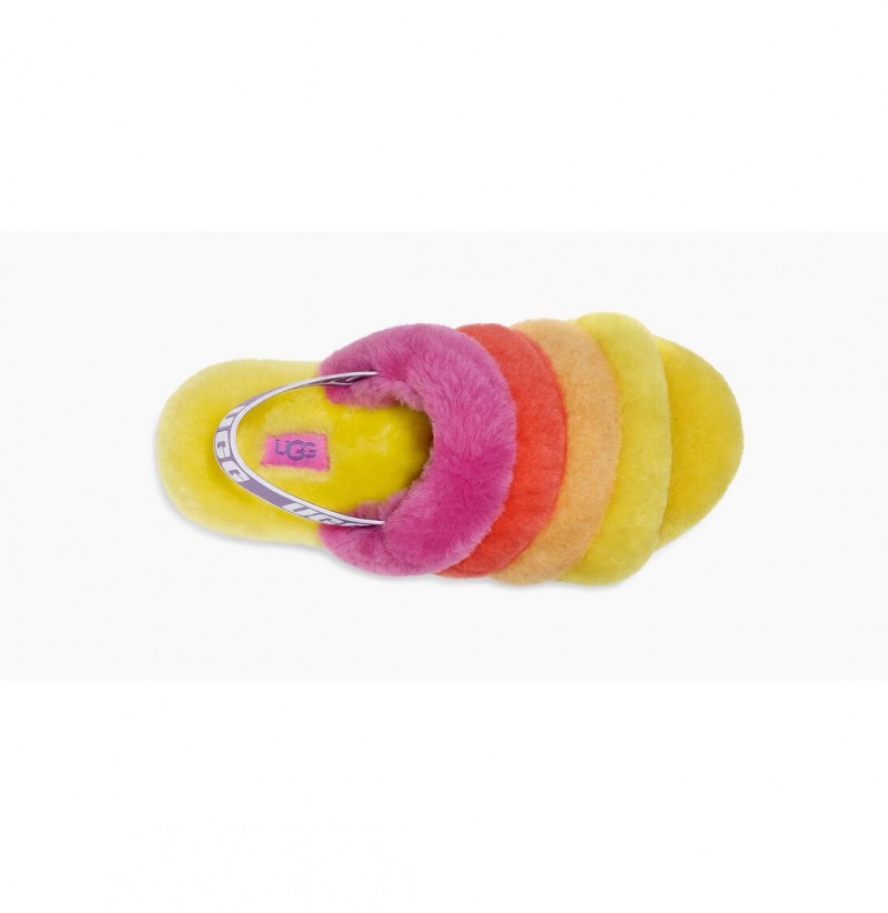 UGG Pride Fluff Yeah Slapky Papuce Damske Viacfarebný Žlté | SK-048GRVITE