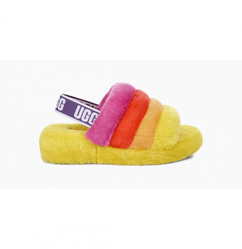 UGG Pride Fluff Yeah Slapky Papuce Damske Viacfarebný Žlté | SK-048GRVITE