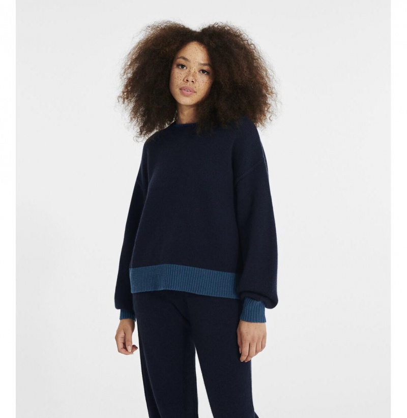 UGG Renata Cashmere-Blend Crewneck Svetre Damske Námornícka Modrá | SK-267EDLFXH