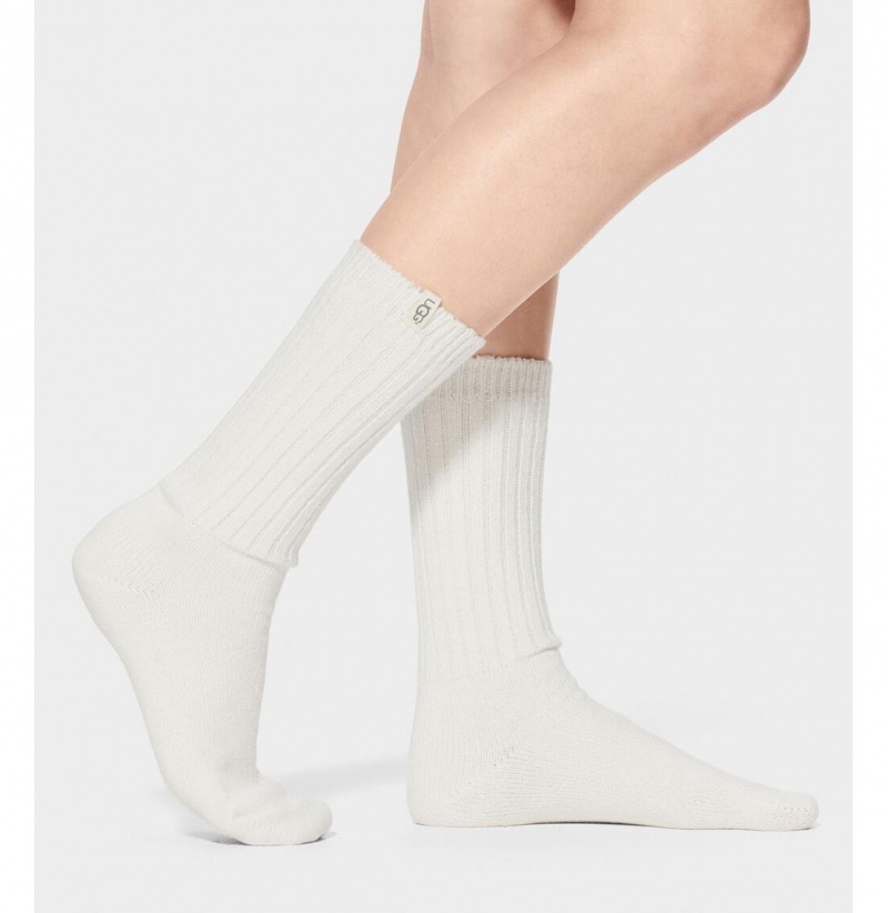 UGG Rib Knit Slouchy Crew Ponozky Damske Biele | SK-921VDROPX