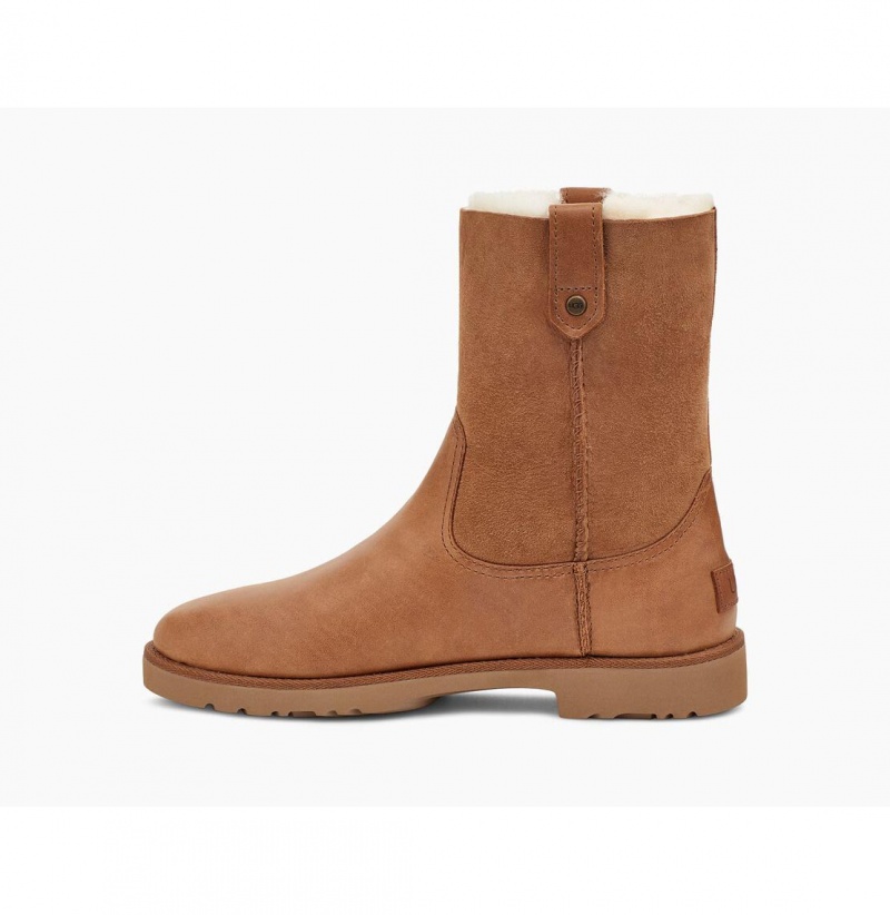UGG Romely Kratke Kozene Cizmy Damske Hnede | SK-356UPZDTB