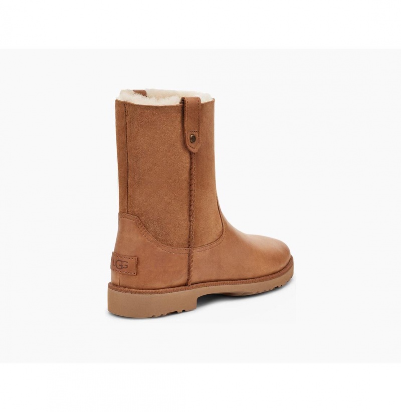 UGG Romely Kratke Kozene Cizmy Damske Hnede | SK-356UPZDTB