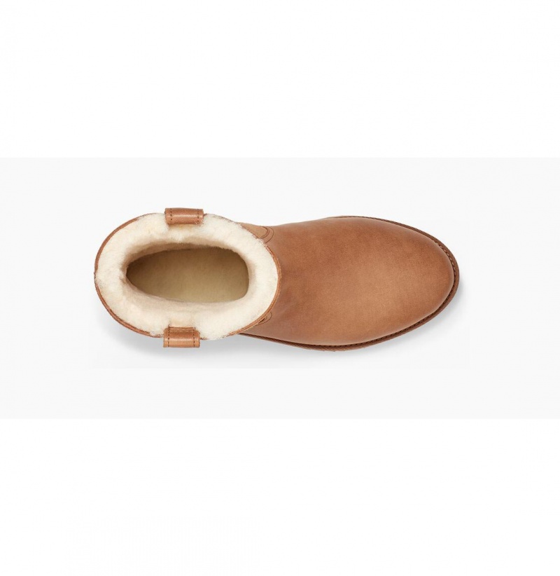 UGG Romely Kratke Kozene Cizmy Damske Hnede | SK-356UPZDTB