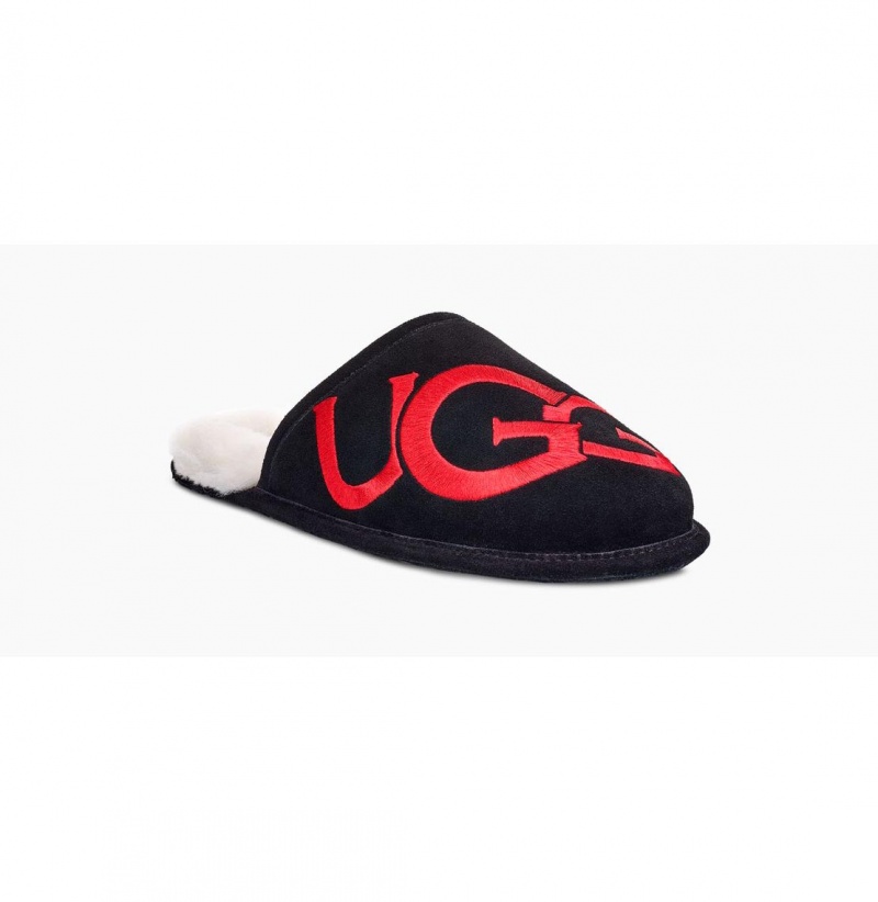 UGG Scuff Logo Papuce Panske Čierne | SK-204GZMTOE