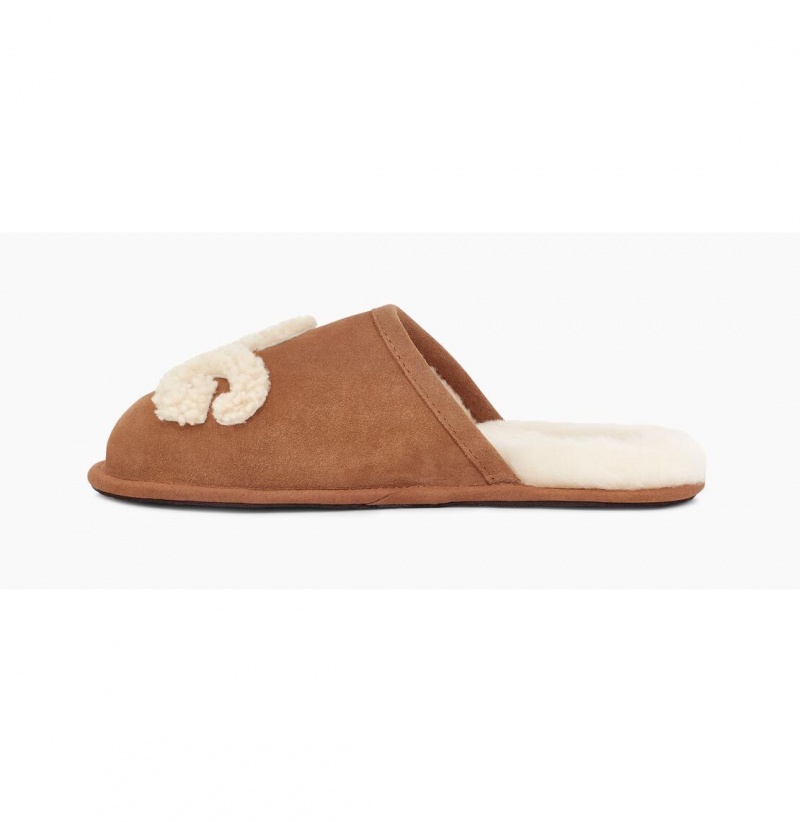 UGG Scuff Logo Sheepskin Papuce Panske Hnede | SK-598UEXYKL