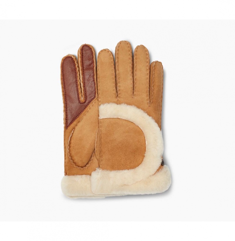 UGG Sheepskin Exposed Seam Rukavice Damske Hnede | SK-216YPLWXQ