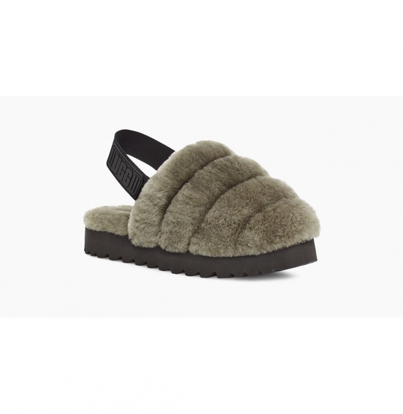 UGG Super Fluff Papuce Damske Olivovo Zelená | SK-396DNPRXG