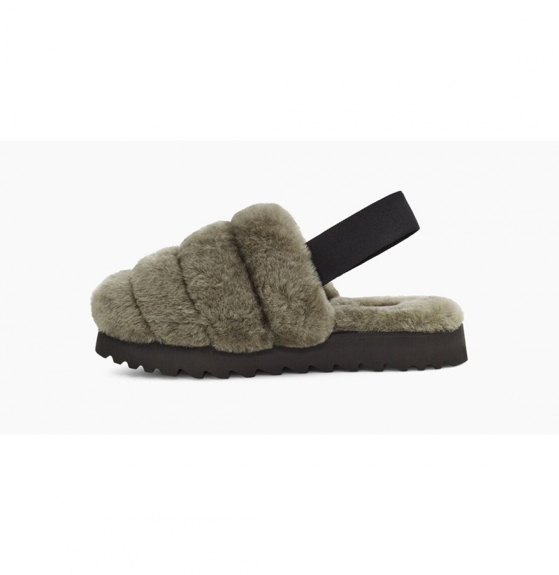 UGG Super Fluff Papuce Damske Olivovo Zelená | SK-396DNPRXG