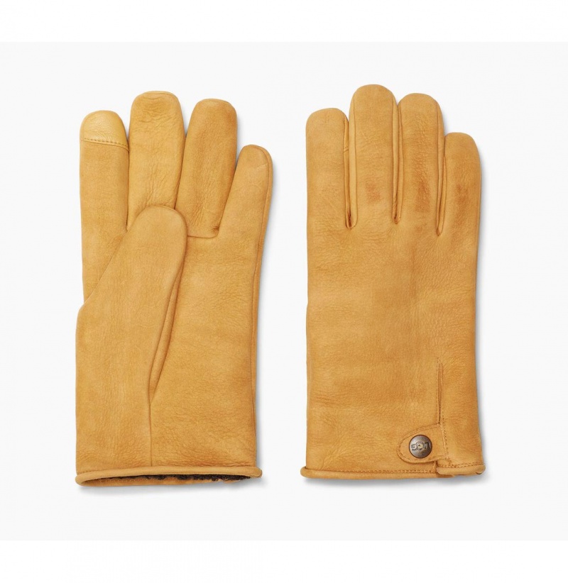 UGG Tabbed Splice Vent Kozene Rukavice Panske Hnede | SK-398MNYGLH