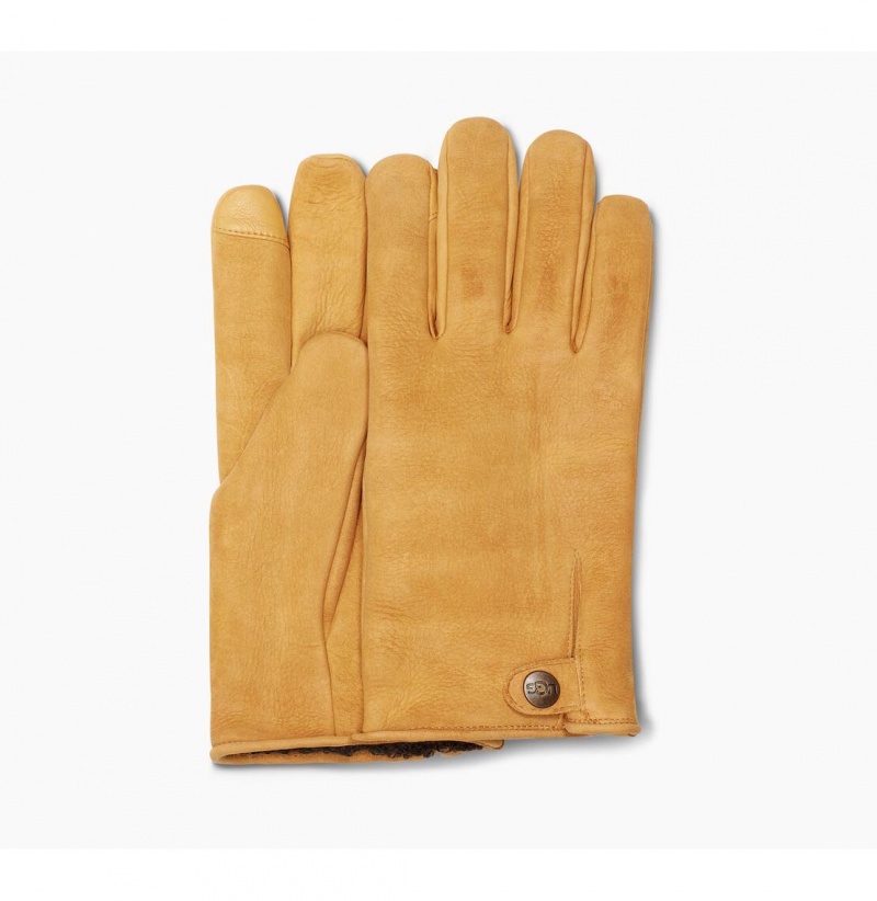 UGG Tabbed Splice Vent Kozene Rukavice Panske Hnede | SK-398MNYGLH