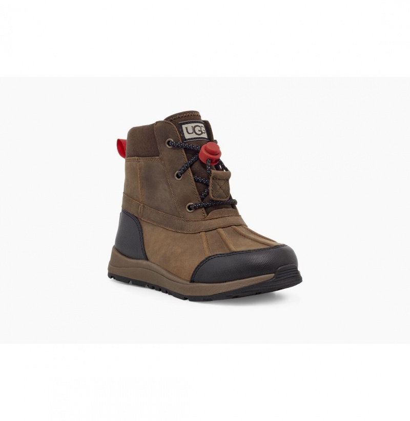 UGG Turlock Kozene Weather Snehule Detske Hnede | SK-678UQEXHI
