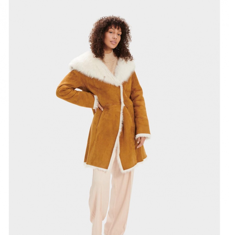 UGG Vanesa Toscana Shearling Kabáty Damske Hnede | SK-936ZUITAO