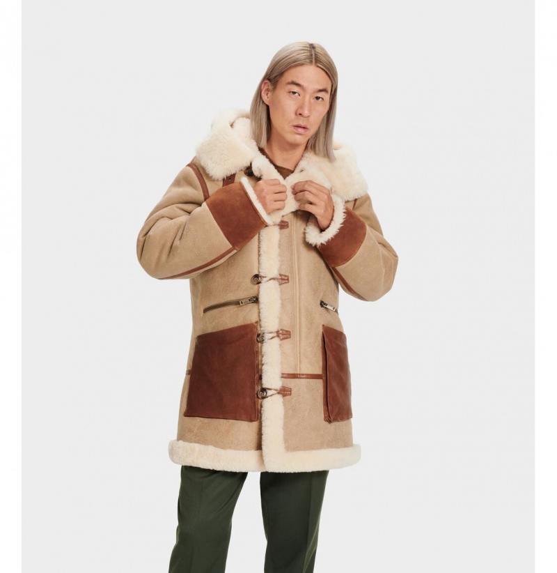 UGG Yates Shearling S Kapucňou Kabáty Panske Hnede | SK-195KPHGIQ