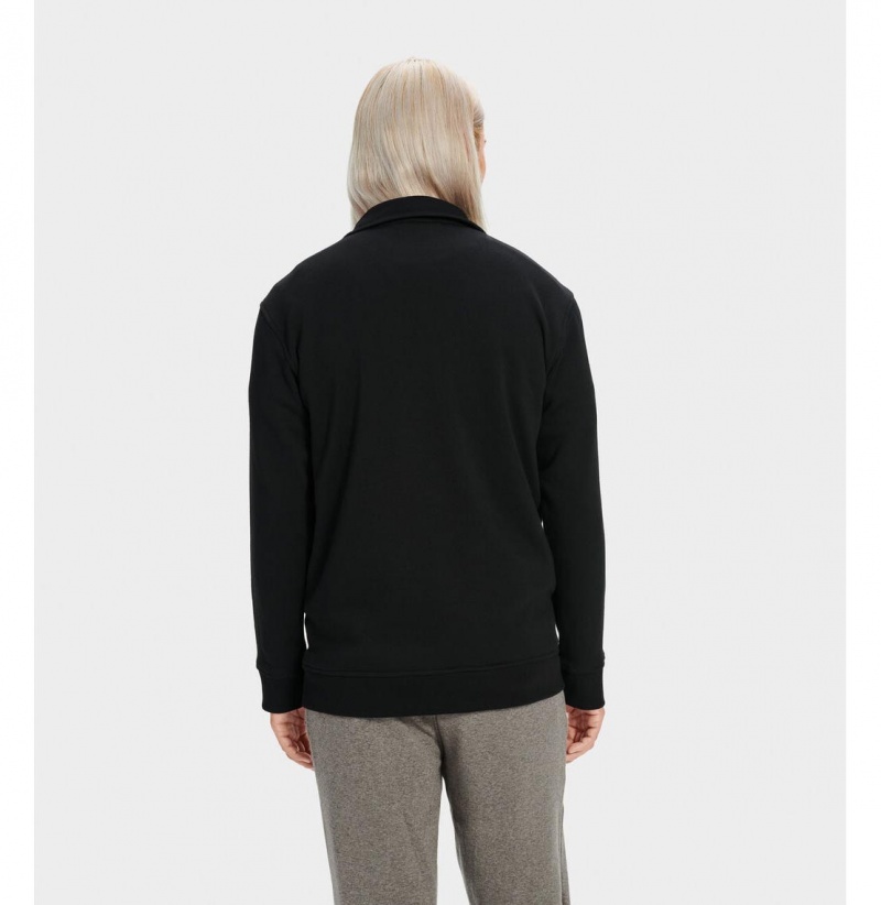 UGG Zeke Half Zip Pullover Mikina s Kapucnou Panske Čierne | SK-842GKOQTZ