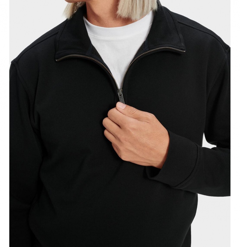 UGG Zeke Half Zip Pullover Mikina s Kapucnou Panske Čierne | SK-842GKOQTZ