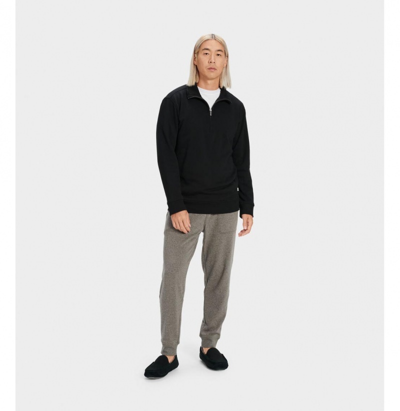 UGG Zeke Half Zip Pullover Mikina s Kapucnou Panske Čierne | SK-842GKOQTZ