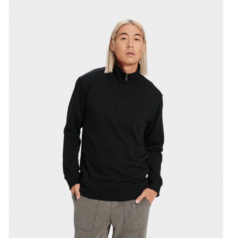 UGG Zeke Half Zip Pullover Mikina s Kapucnou Panske Čierne | SK-842GKOQTZ