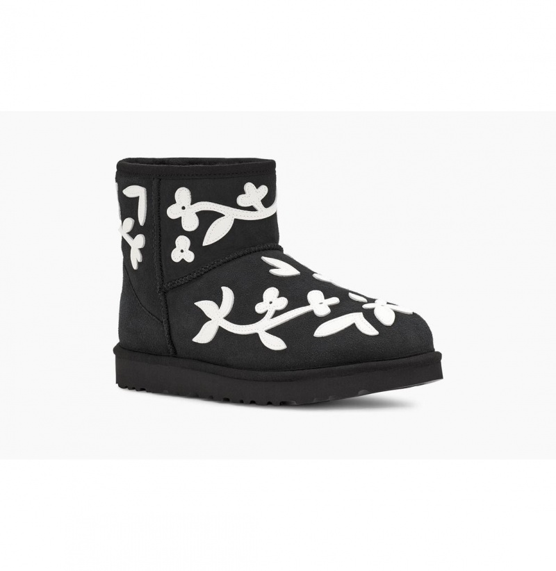 UGG x Molly Goddard Mini Čižmy Z Ovčej Kože Damske Čierne | SK-617HQXIYG