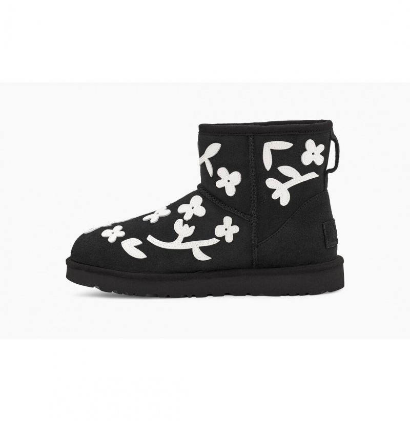 UGG x Molly Goddard Mini Čižmy Z Ovčej Kože Damske Čierne | SK-617HQXIYG