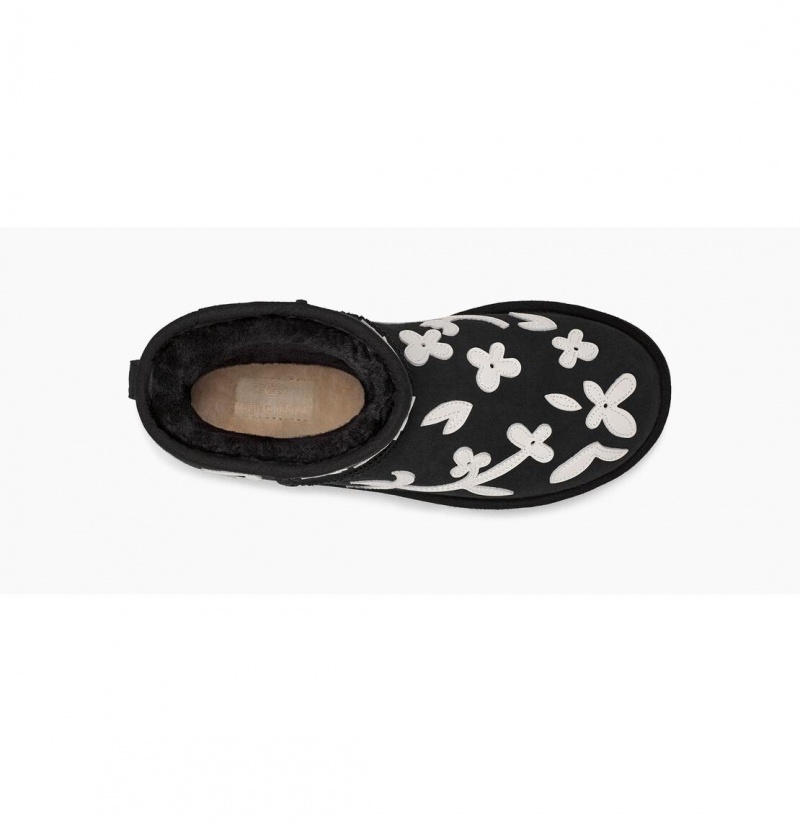 UGG x Molly Goddard Mini Čižmy Z Ovčej Kože Damske Čierne | SK-617HQXIYG