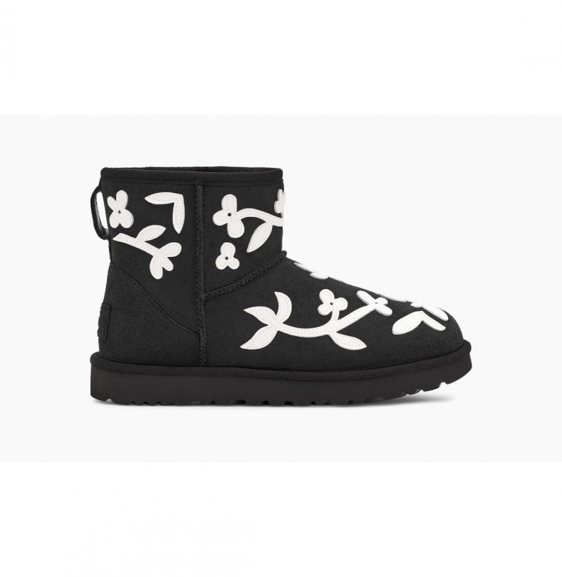 UGG x Molly Goddard Mini Čižmy Z Ovčej Kože Damske Čierne | SK-617HQXIYG
